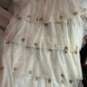 Altar'd State Cream Maxi Skirt with Gold Stars